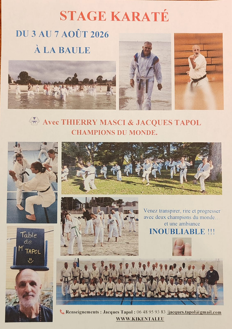Stage de Karaté du 3 au 7 août 2026 à la Baule